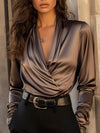 Rosalynn - Elegant V-Neck Wrap Blouse