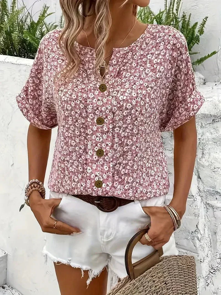 Faye | Ditsy Floral Notch Blouse
