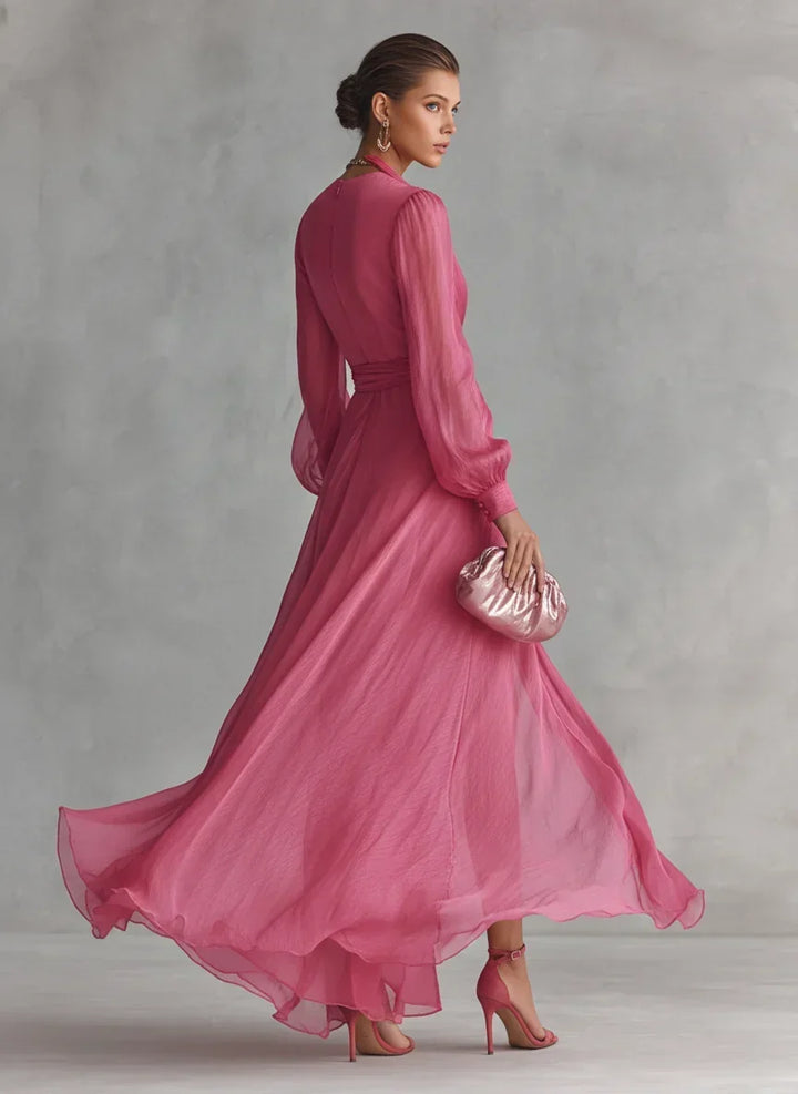 Gloria Maxi Chiffon Dress with V-Neck