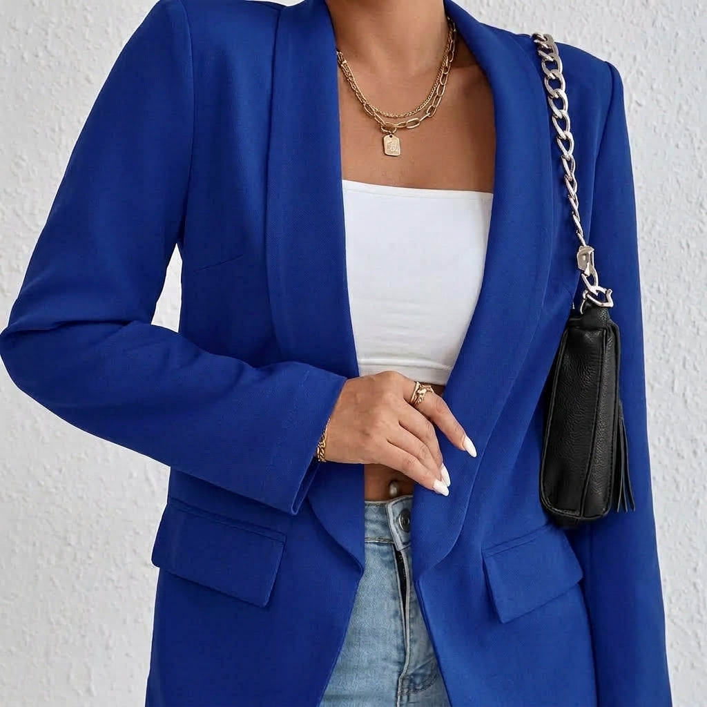 Penelope | Women's Open-Front Lapel Mid-Length Casual Smart Blazer