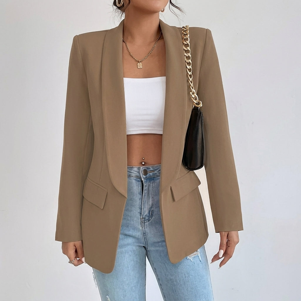 Penelope | Women's Open-Front Lapel Mid-Length Casual Smart Blazer