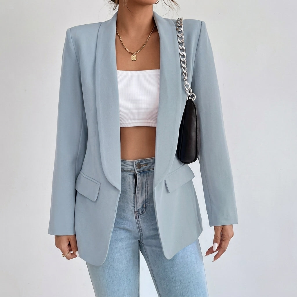 Penelope | Women's Open-Front Lapel Mid-Length Casual Smart Blazer