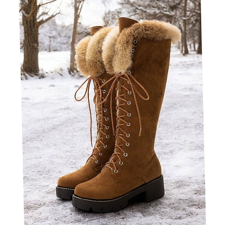 Emma | Women's Faux-Suede Lace-Up Plush-Cuff Knee-High Winter Snow Boots
