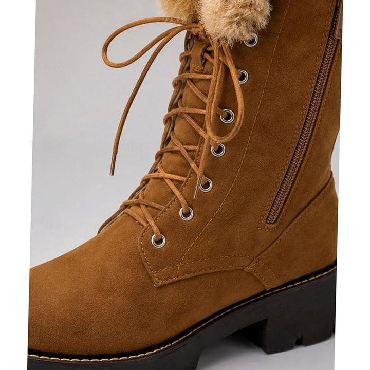 Emma | Women's Faux-Suede Lace-Up Plush-Cuff Knee-High Winter Snow Boots