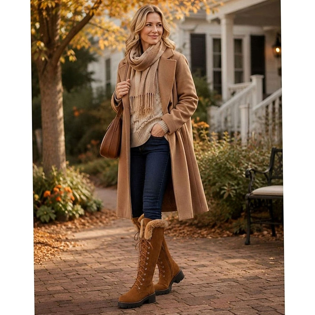 Emma | Women's Faux-Suede Lace-Up Plush-Cuff Knee-High Winter Snow Boots