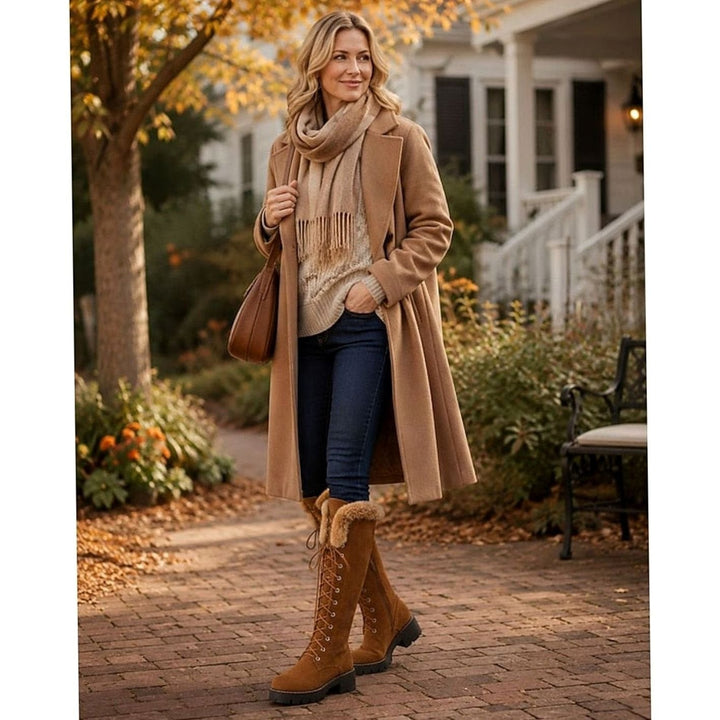 Emma | Women's Faux-Suede Lace-Up Plush-Cuff Knee-High Winter Snow Boots