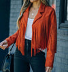 Evelyn | Women's Fringe Suede Cropped Moto Jacket
