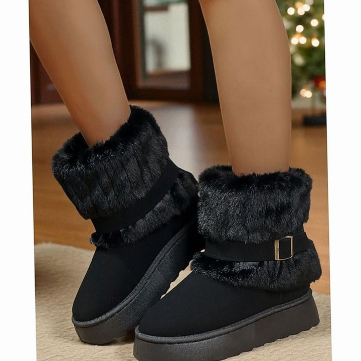 Mia | Women's Fur-Trimmed Slip-On Winter Snow Boots