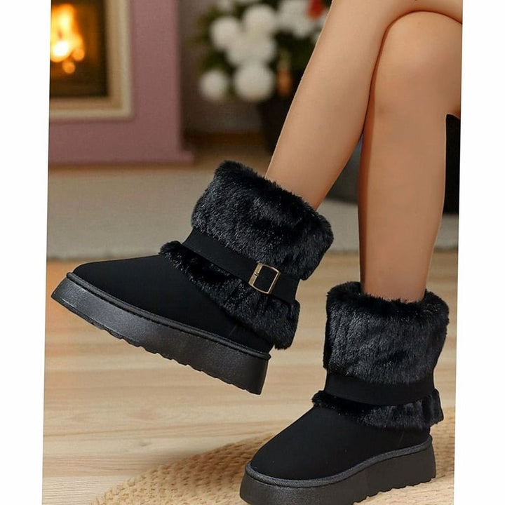 Mia | Women's Fur-Trimmed Slip-On Winter Snow Boots