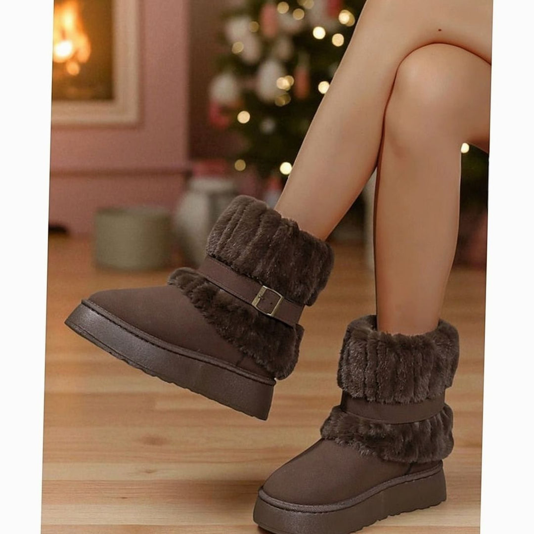 Mia | Women's Fur-Trimmed Slip-On Winter Snow Boots