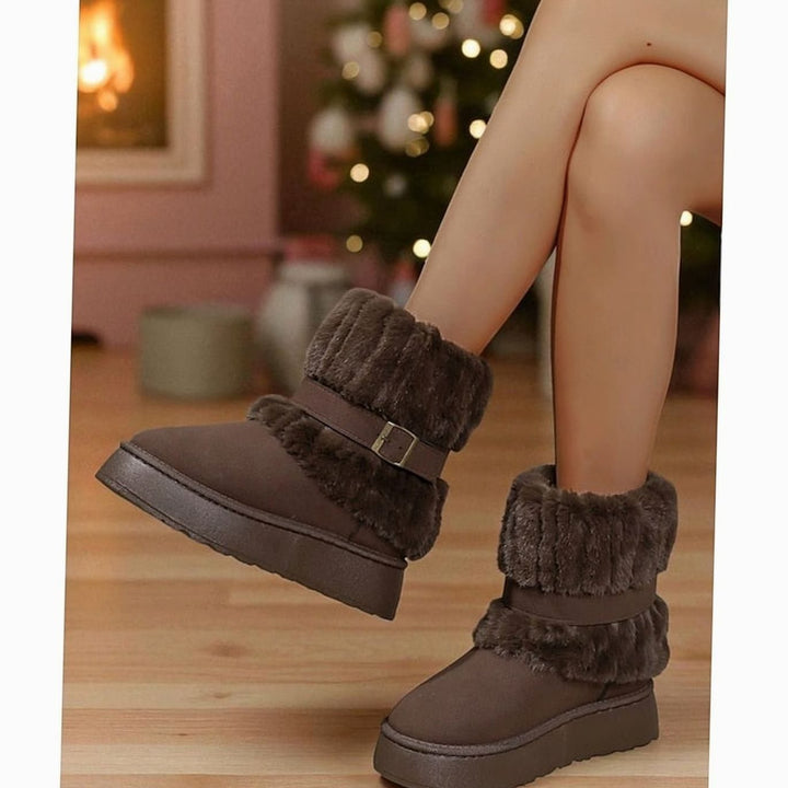 Mia | Women's Fur-Trimmed Slip-On Winter Snow Boots