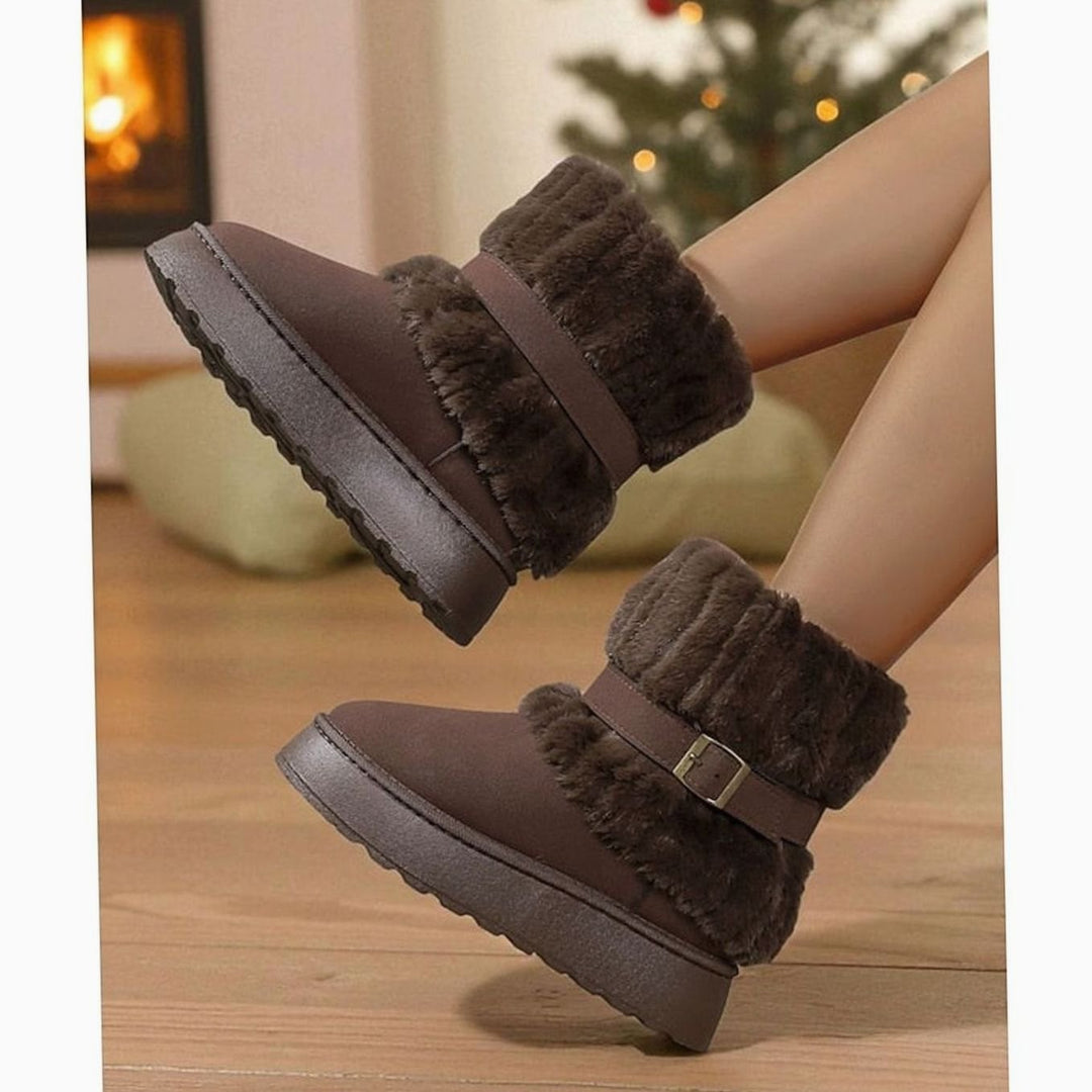Mia | Women's Fur-Trimmed Slip-On Winter Snow Boots