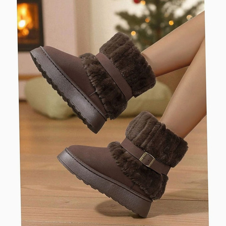 Mia | Women's Fur-Trimmed Slip-On Winter Snow Boots