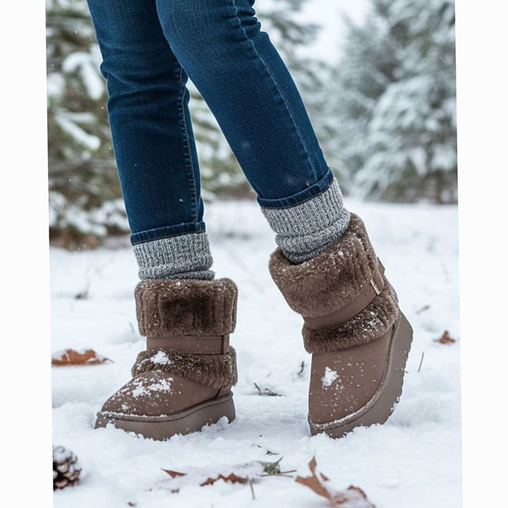 Mia | Women's Fur-Trimmed Slip-On Winter Snow Boots