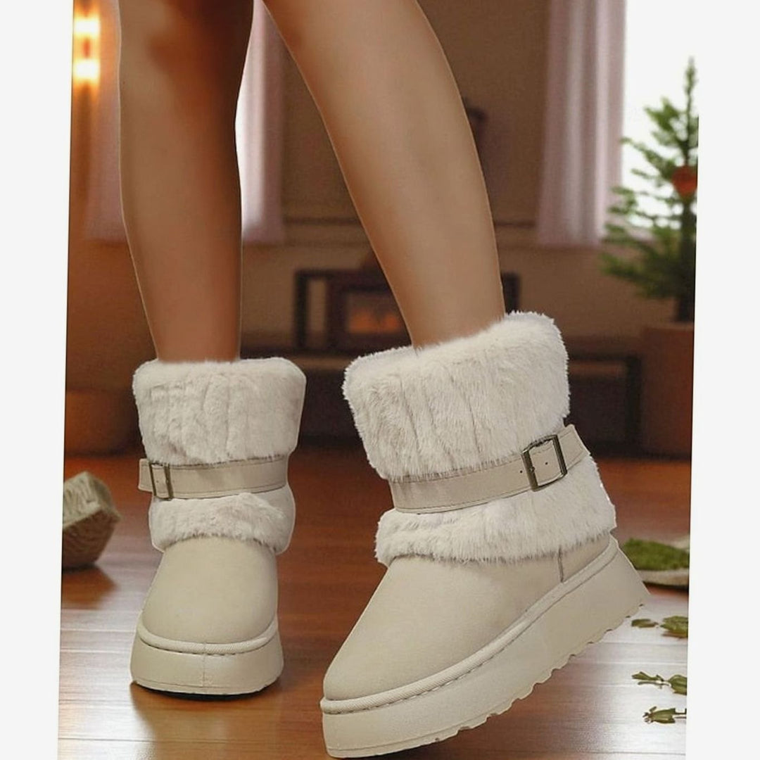 Mia | Women's Fur-Trimmed Slip-On Winter Snow Boots