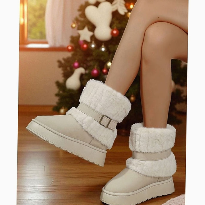 Mia | Women's Fur-Trimmed Slip-On Winter Snow Boots