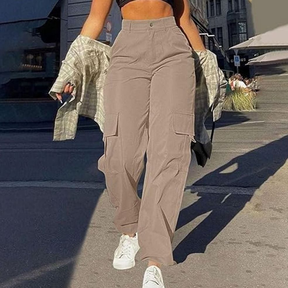 Camila | Women's High-Waist Wide-Leg Cargo Trousers Flap-Pocket