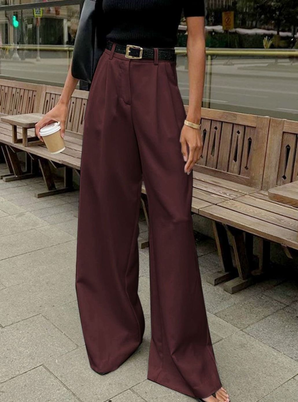 Scarlett | Women's High-Waist Wide-Leg Tailored Trousers Office Pants