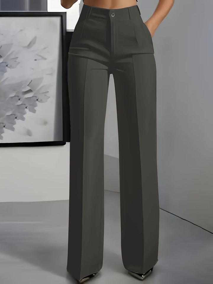Isabella | Women's High Waisted Wide Leg Pants Front Pleat Straight Fit