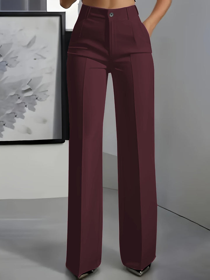 Isabella | Women's High Waisted Wide Leg Pants Front Pleat Straight Fit