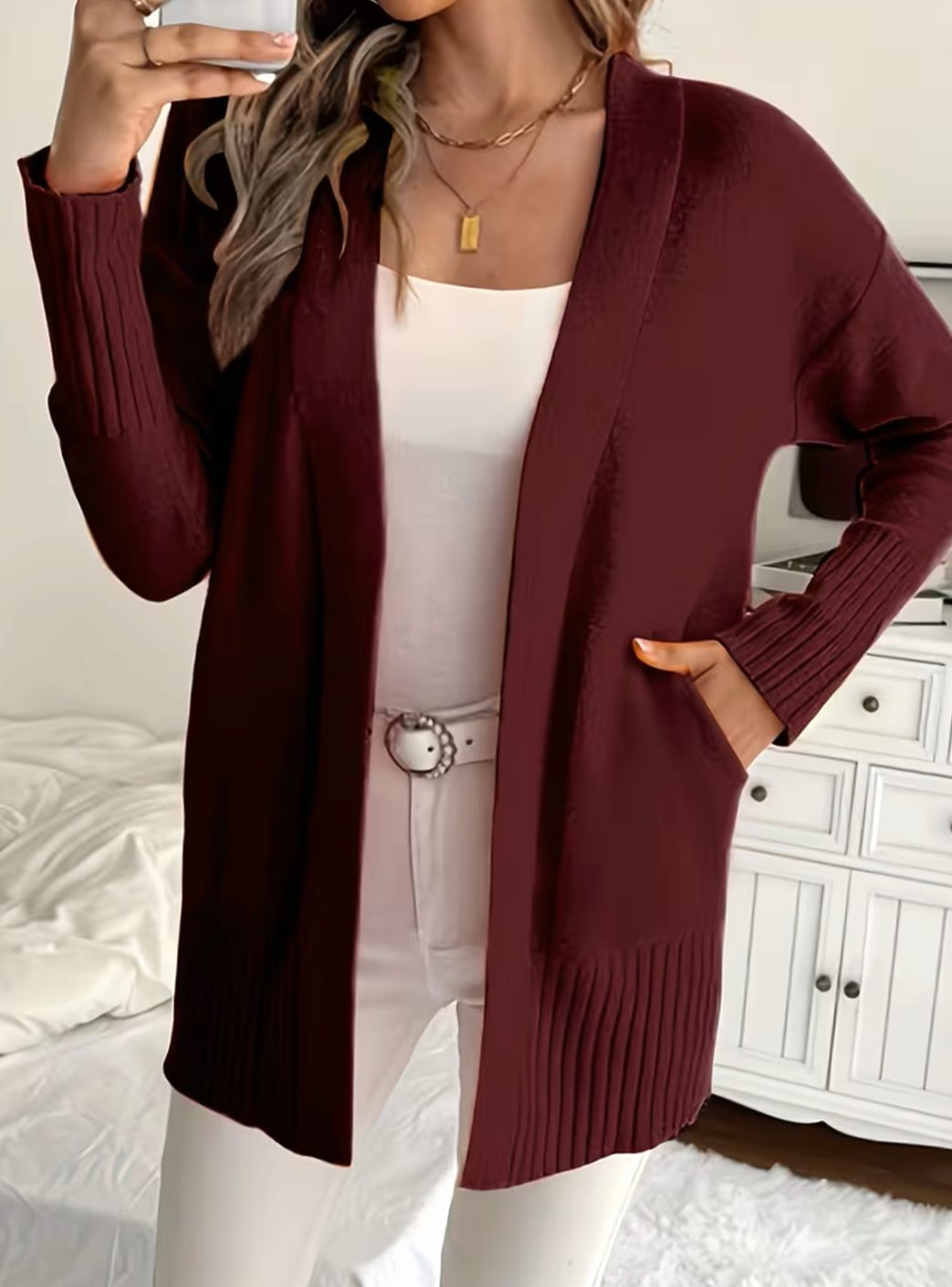 Harper | Women's Relaxed Open-Front Knit Cardigan Sweater