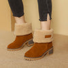 Layla | Women's Sherpa-Cuffed Block Heel Winter Snow Boots