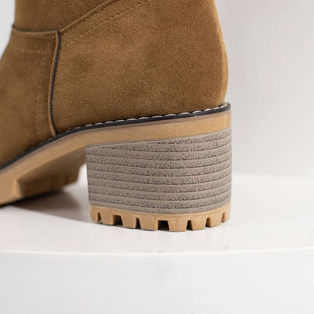 Layla | Women's Sherpa-Cuffed Block Heel Winter Snow Boots